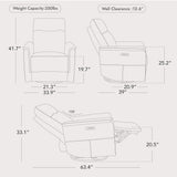 Watson & Whitely Genuine Leather Power Recliner Chairs W Power Headrest for Adults, Swivel Glider Recliner Chair W Charging Ports for Living Room, Light Grey Watson & Whitely