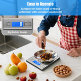 33lb Rechargeable Food Scale, Diyife 304 Stainless Steel Digital Kitchen Scale with 3 Buttons, Weight Grams and Ounces for Baking, Cooking, 5 Units with Tare Function, LCD Display, 2 AAA Batteries Diyife