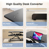 JYLH JOYSEEKER Standing Desk Converter 32 inch, Height Adjustable Sit Stand Desk Riser, Quick Sit to Stand Tabletop Dual Monitor Riser Workstation for Home Office with Keyboard Tray, Black JYLH JOYSEEKER
