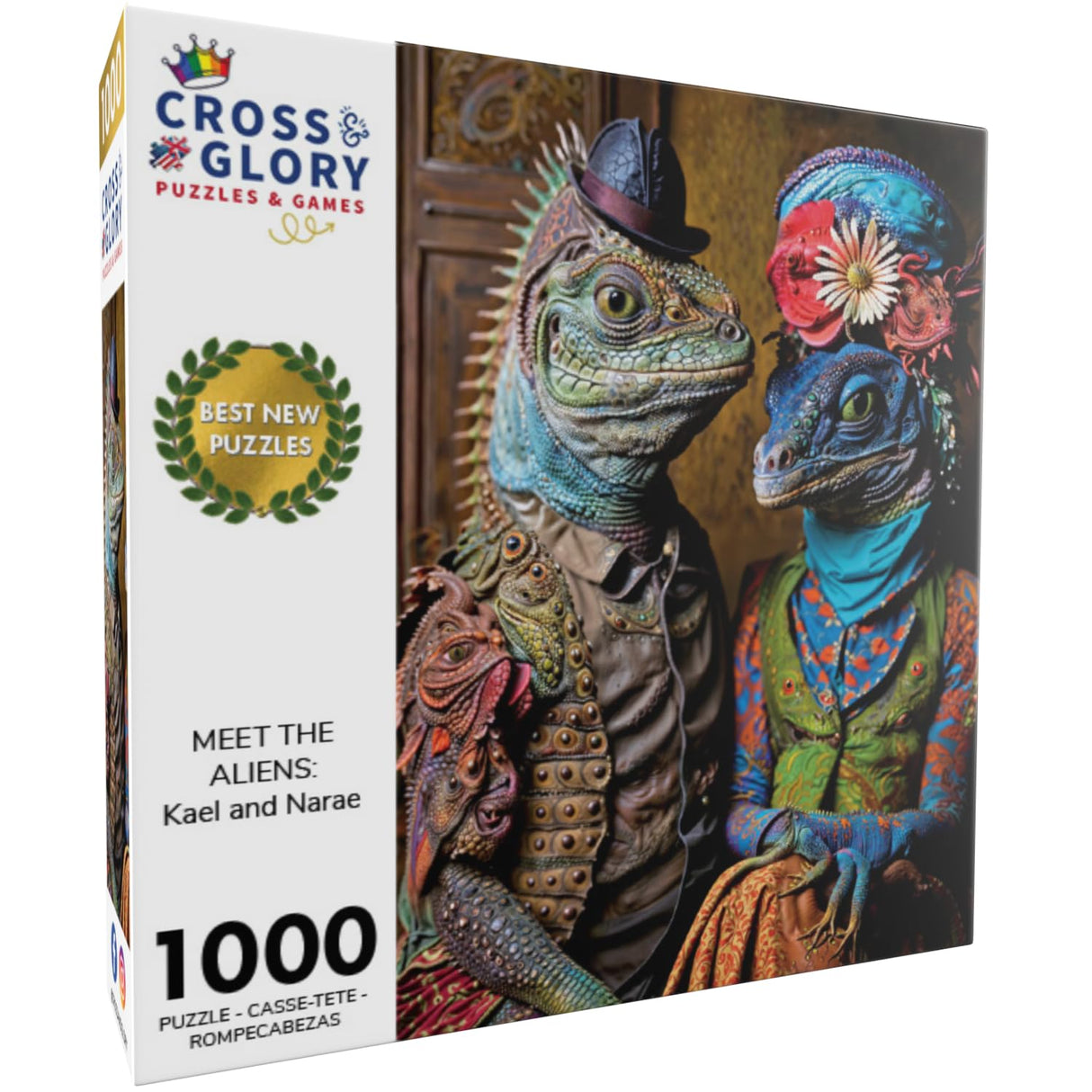 Cross & Glory - Meet The Aliens: Kael and Narae - 1000 Piece Jigsaw Puzzle | Intergalactic Love Story | Vibrant Alien Puzzles with Satin Finish Cross & Glory