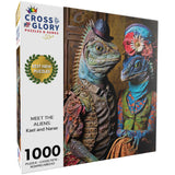 Cross & Glory - Meet The Aliens: Kael and Narae - 1000 Piece Jigsaw Puzzle | Intergalactic Love Story | Vibrant Alien Puzzles with Satin Finish Cross & Glory