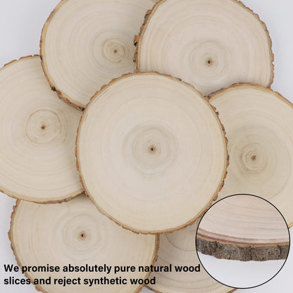 Sancodee 8 Pcs Large Unfinished Wood Slices, 10-11 Inches Wood Slabs for Centerpieces Natural Wooden Circle, DIY Wood Centerpieces for Tables Wedding Party Door Sign Decor