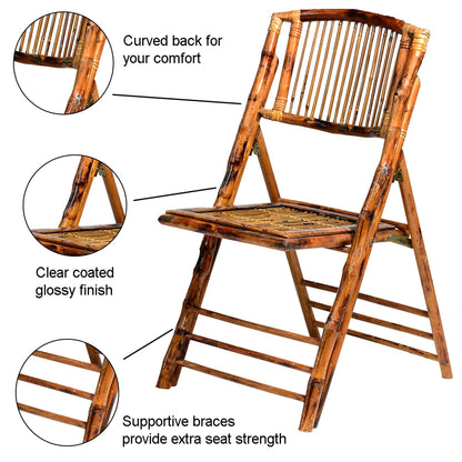 Commercial Seating Products Bamboo Folding Chairs, 4-Pack, Wood - WoodArtSupply