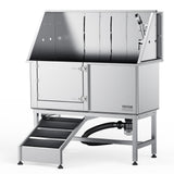 VEVOR 62" Pet Dog Bathing Station w/Ramp, Professional Stainless Steel Dog Grooming Tub w/Soap Box, Faucet,Rich Accessory,Bathtub for Large,Medium,Small Pet, Washing Sink for Home(Left) VEVOR