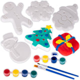 ArtCreativity Christmas Ceramic Painting Kit for Kids - 6 Ceramic Figures, 2 Paint Sets, and 2 Brushes - DIY Christmas Painting Crafts for Toddlers 3 4 5 6 7 8 - Kids’ Paint Activity Set ArtCreativity