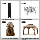 SAILARY Patio Gazebo Outdoor Pop Up Gazebo with Curtains and Shelter for Patio, Party & Backyard (Kaki, 11x11) SAILARY