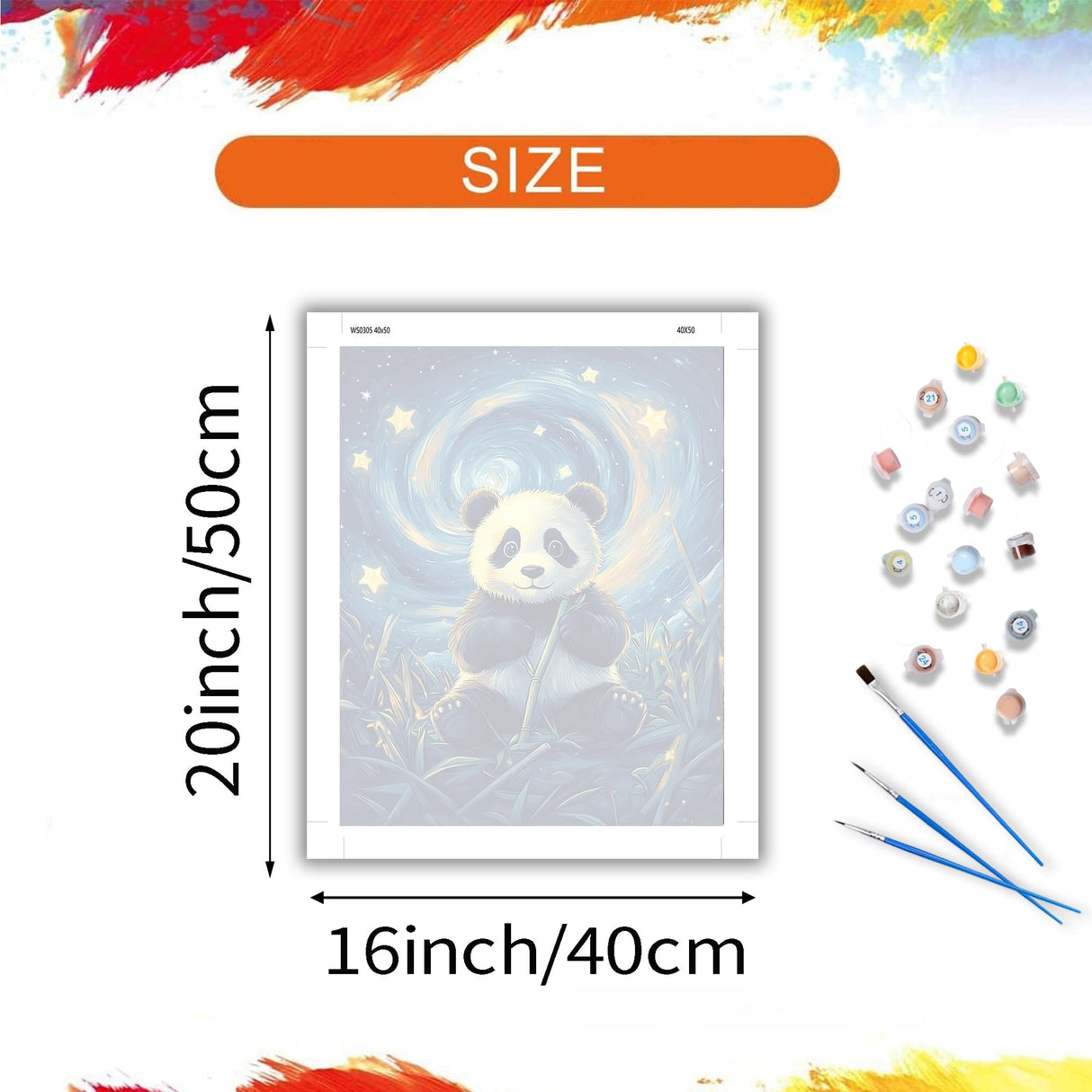 ARNLRDYA Panda Eating Bamboos Paint by Numbers for Adults, Starry Sky Van Gogh Paint by Number Kits, Cute Animals Stars Acrylic Painting for Home Decor(16×20inches, No Frame) ARNLRDYA