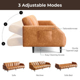 Fadware 78'' Futon Sofa Bed Couch, 2 Seater Faux Leather Futon Sleeper Couches with Adjustable Sofa Backrest, Convertible Loveseat Sofa Bed for Living Room, Bedroom, Office, Loft, Brown Fadware