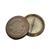 Personalized Compass Engraved | Gift for Baptism, Confirmation, Graduation, Anniversary | Antique Brass Desk Compass in Wood Box for Men, Him, Son (Design My Own) Stanley London