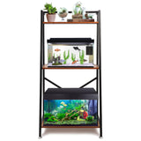 Eastern Tree Fish Tank Stand for 10-20 Gallon Aquarium, Aquarium Stand with Wooden Shelf for Storage, 3-Tiers Metal Tank Stand Fit Reptile Tank, Turtle Tank, Planting Tank, Display at Home or Office Eastern Tree