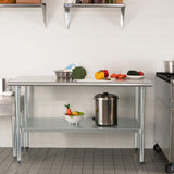 HARDURA Stainless Steel Table 30X72 Inches with Undershelf and Galvanized Legs NSF Heavy Duty Commercial Metel Table for Food Prep HARDURA Restaurant Equipment
