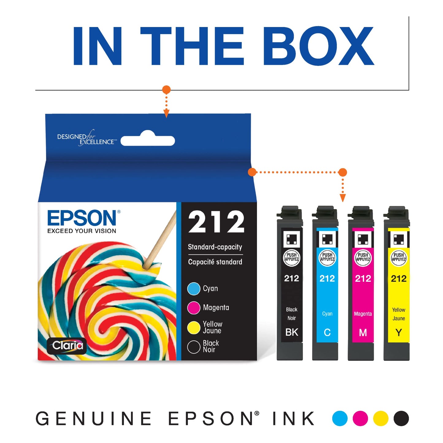 EPSON 212 Claria Ink Standard Capacity Black & Color Cartridge Combo Pack (T212120-BCS) Works with WorkForce WF-2830, WF-2850, Expression XP-4100, XP-4105