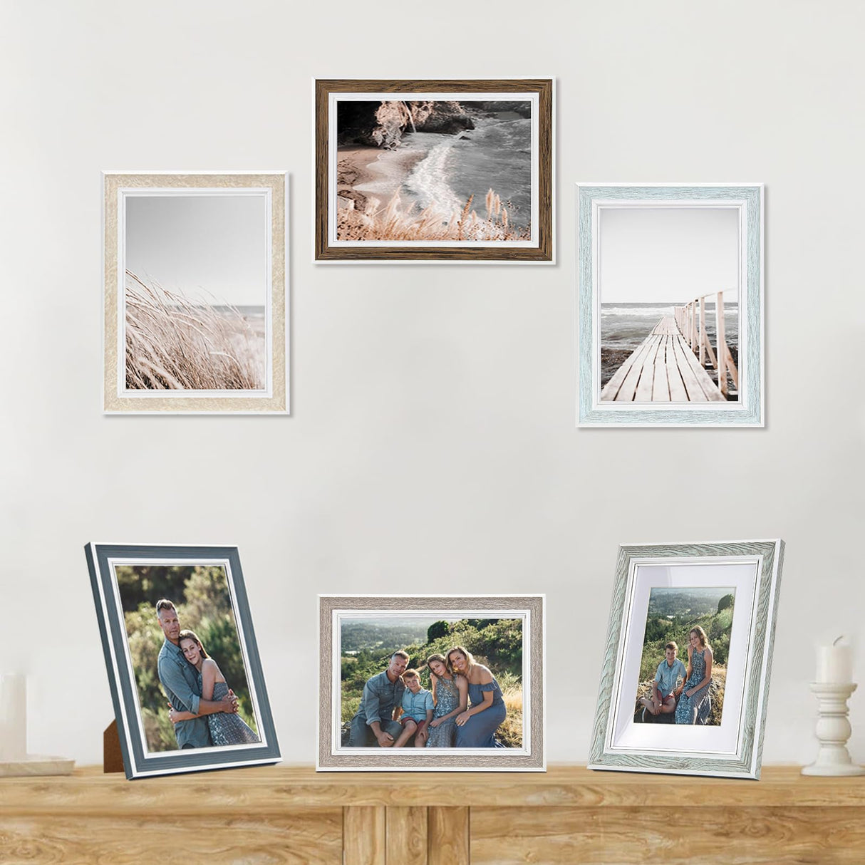 Daofary 5x7 Picture Frame Set of 6, Rustic Farmhouse Photo Frame, Display 4x6 with Mat or 5x7 Without Mat for Decorative on Wall Hanging and Tabletop Placement Daofary