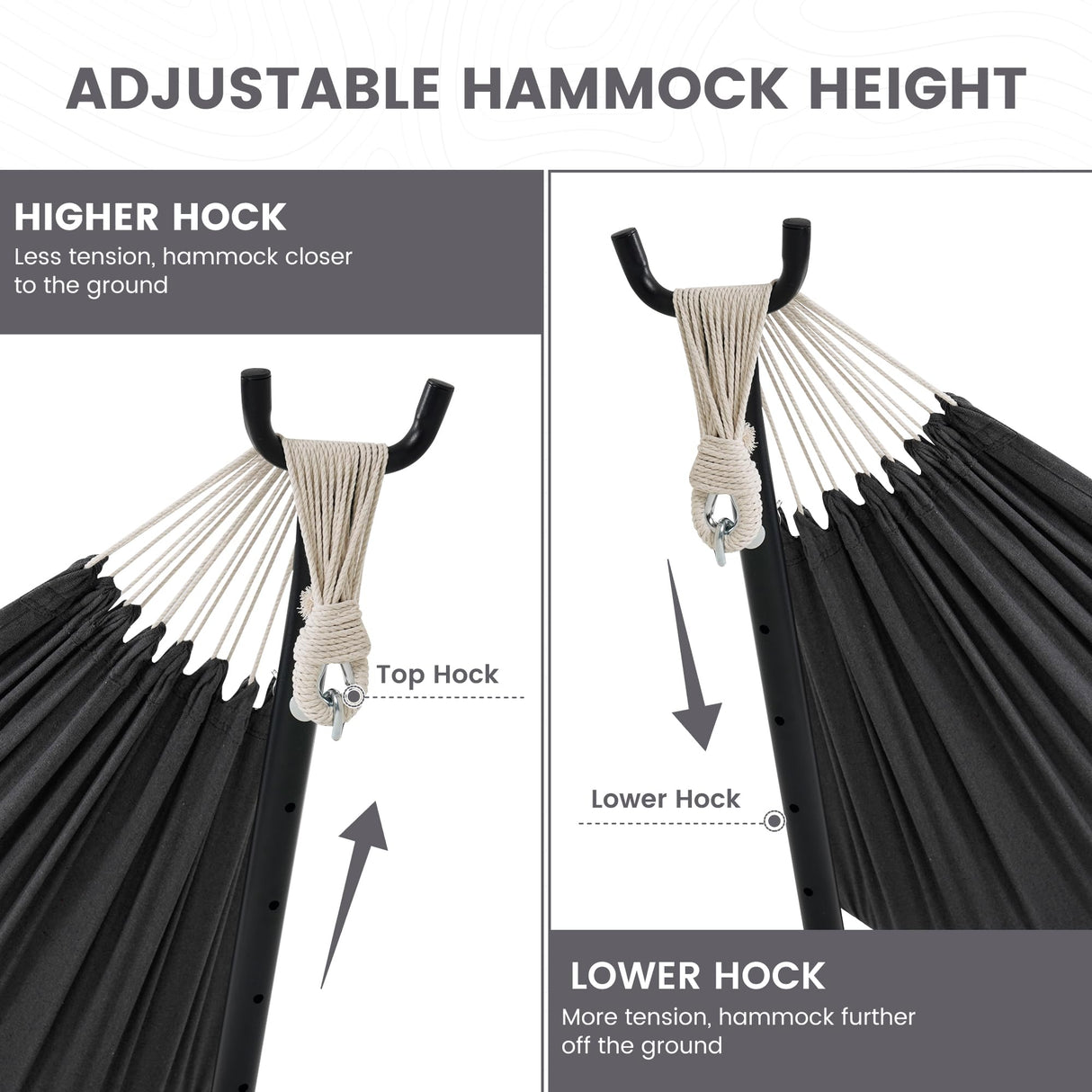 Lazy Daze Hammocks Double Hammock with 9ft Space-Saving Steel Stand Includes Portable Carrying Case, 450 Pounds Capacity (Dark Grey) Lazy Daze Hammocks