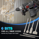 ZELCAN Chisel Set with SDS Plus Shanks, 6pc Masonry Concrete Drill Bit Set, Tile Grooving Scraping Flat Point Scaling Chisels 40Cr Steel Rotary Hammer Drill Tool Kit SDS Plus Bits for Home Improvement ZELCAN