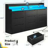 DurayLoly Modern Dresser for Bedroom with LED Light, 9 Drawer Black Dresser with Charging, Wooden Chest of Drawers, Large TV Stand for Bedroom DurayLoly