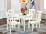 East West Furniture OXLG5-LWH-W 5 Piece Room Set Includes a Square Kitchen Table and 4 Dining Chairs, 36x36 Inch East West Furniture