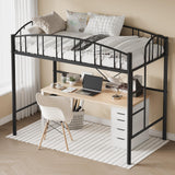 GarveeHome Loft Bed Twin Size, Heavy Duty Metal Loft Bed Frame with Arched Guardrail and Safety Ladder, Space-Saving, No Box Spring Needed, Modern Black GarveeHome