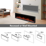 Benrocks 74'' Slim Electric Fireplace Inserts - WiFi-Enabled, Alexa & App Control, Recessed & Wall Mounted, 13 * 13 * 3 Flame Color Combinations, 750W/1500W, Black Benrocks