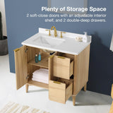 OVE Decors Indy 36 in. Undermount Single Sink Bathroom Vanity with White Engineered Marble Top, Rustic Ash OVE Decors