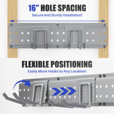 ZICANYCO Garage Tool Organizer Wall Mount 48 inches with 10 Adjustable Heavy-Duty Hooks, Garage Organization, Garden Tool Storage Rack, Yard, and Shed, Holds Up to 400 lbs (Grey) ZICANYCO