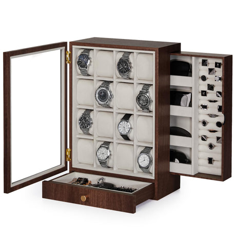 Homde Watch Box Wooden Display: Large Wood Storage for Men's Nightstand - Timeless Home Organizer (L Size) Homde
