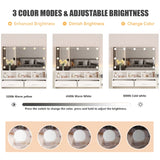 Vabches Makeup Vanity with Lighted Mirror & Power Outlet, White Vanity Set Vanity Desk, Clearance Makeup Vanity 3 Lighting Colors, Brightness Adjustable, 31.5in(W) Vabches