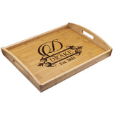 Engraved Wooden Serving Platter Tray with Handles - Personalized and Custom Monogrammed My Personal Memories