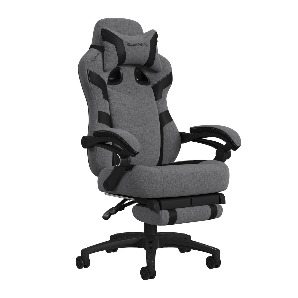 RESPAWN 110 Pro Gaming Chair - Gaming Chair with Footrest, Reclining Gaming Chair, Video Gaming Computer Desk Chair, Adjustable Desk Chair, Gaming Chairs for Adults with Headrest Pillow - Grey Fabric RESPAWN