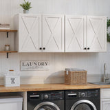 FIMELLO 30’’ Laundry Room Cabinets, Laundry Wall Cabinet Storage, Barn Door Kitchen Wall Cabinets with Doors and Shelves, Wall Mounted Cabinet for Laundry Room, Kitchen, Dinning Room, Bathroom, White FIMELLO
