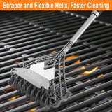 POLIGO 18" Grill Cleaner Brush Safe Grill Brush and Scraper Bristle Free - Stainless Steel BBQ Brush for Grill Cleaning - Wireless Grill Brush with BBQ Scraper for Grill - Gifts for Grill Wizard POLIGO