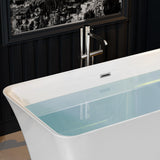 Empava 59 Inch Freestanding Bathtub - Mordern Stand Alone Soaking Tubs with Integrated Drain & Overflow System, White Empava