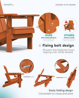 SERWALL Adirondack Chair with Cup Holders - Composite Adirondack Chairs HDPE Outdoor Chairs All Weather Use- Orange SERWALL