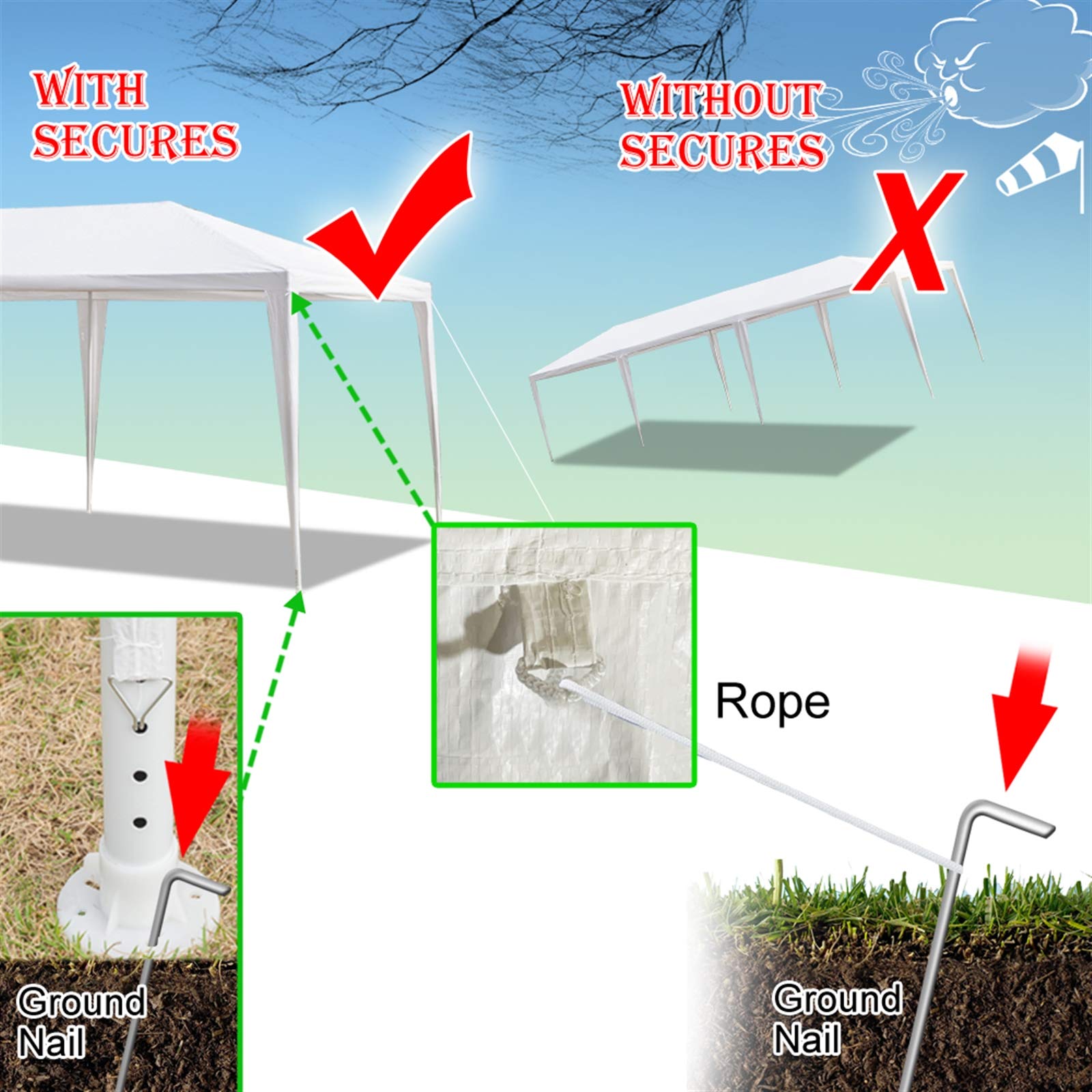 10x30 Tents for Parties, Large Party Tent, Outdoor Canopy Tent with 8 Removable Sidewalls and Windows for Wedding, Event, White Backyard Tent for Temporary Event - WoodArtSupply