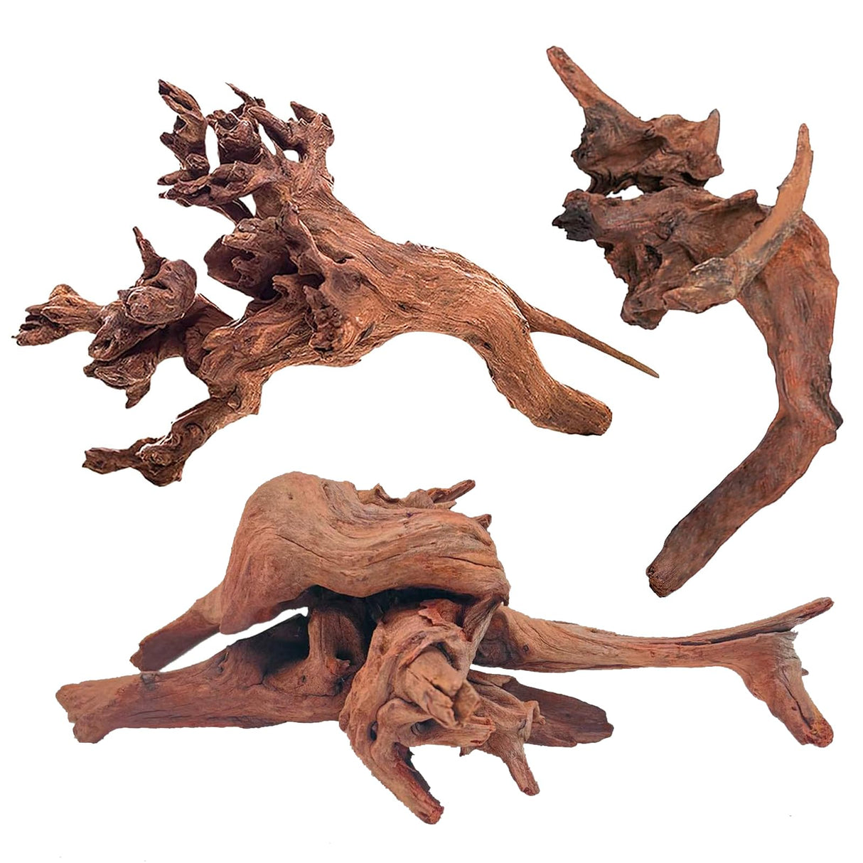WDEFUN Natural Driftwood for Aquarium Decor, 3-Piece 7''-11'' Large Driftwood for Decorations on Fish Tank, Reptiles Bearded Dragon Accessories or Air Plants WDEFUN