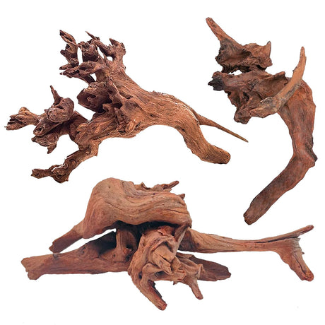 WDEFUN Natural Driftwood for Aquarium Decor, 3-Piece 7''-11'' Large Driftwood for Decorations on Fish Tank, Reptiles Bearded Dragon Accessories or Air Plants WDEFUN
