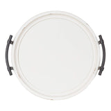 Kate and Laurel Bruillet Farmhouse Round Tray, 15 inch Diameter, Rustic White, Wood Tray for Coffee Table Kate and Laurel