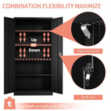 Reemoon Metal Storage Cabinet with Locking Doors and Adjustable Shelves, 72" Tall Steel Storage Cabinet for Home Office, Black Reemoon