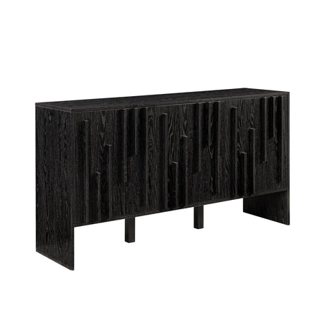 Walker Edison Contemporary Detailed 3-Door Sideboard, 55 Inch, Black Walker Edison