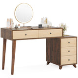 Tribesigns Vanity Desk with 5 Drawers, 51-Inch Makeup Vanity Table for Women Girls, Wooden Dressing Table Set for Makeup Room, Bedroom (Without Mirror & Stool) Tribesigns
