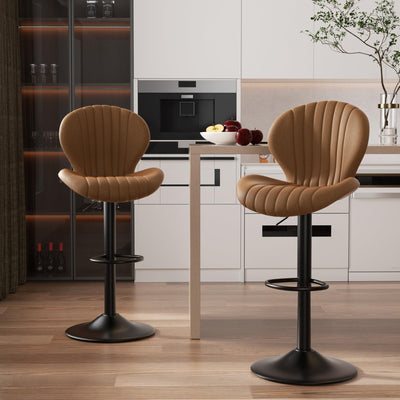 Nalupatio Bar Stools Set of 2 Modern Swivel Bar Chairs, Barstools Counter Height with High Backrest, Easy 3-5 Minute Assembly for Bar, Kitchen, Dining Room Brown