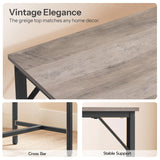 HOOBRO Bar Table with Charging Station, Rectangular Pub Table, High Top Coffee Table, Counter Bar Height Table, Narrow Long Dining Table, 35.4" L x 15.7" W x 35.6" H, Greige BG90UBT01 HOOBRO