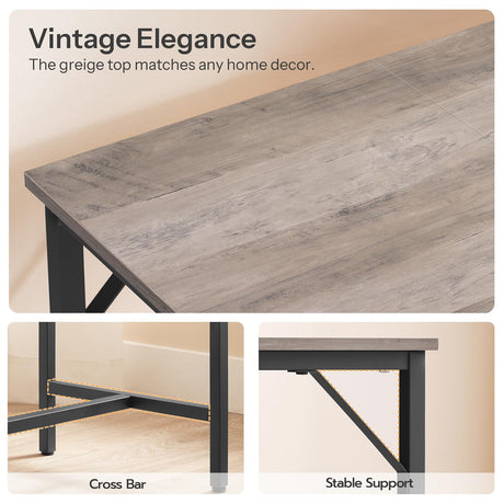 HOOBRO Bar Table with Charging Station, Rectangular Pub Table, High Top Coffee Table, Counter Bar Height Table, Narrow Long Dining Table, 35.4" L x 15.7" W x 35.6" H, Greige BG90UBT01 HOOBRO