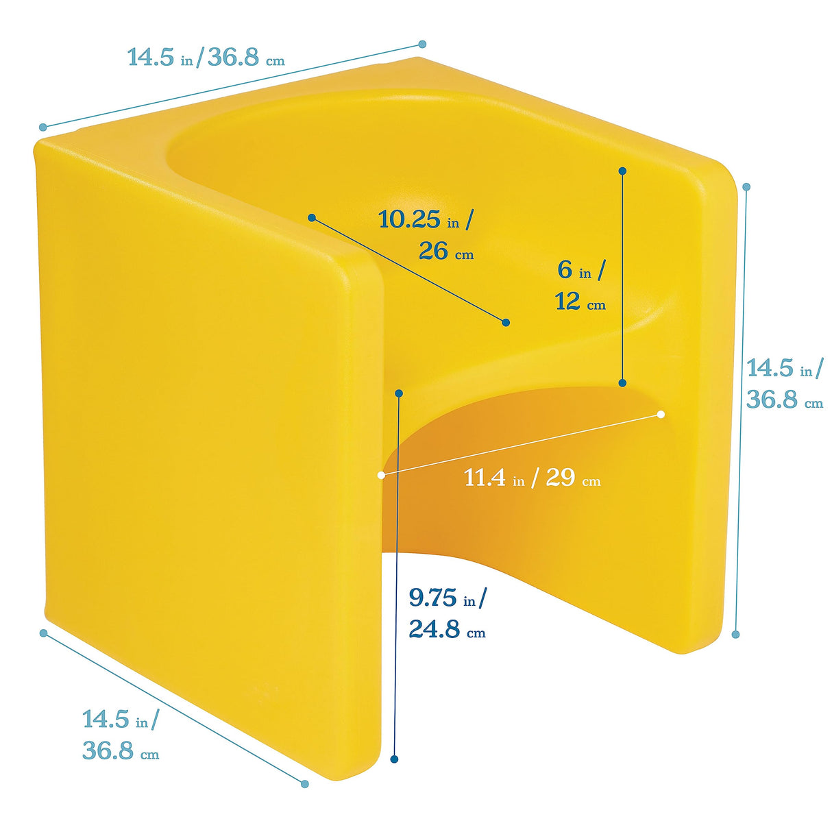 ECR4Kids Tri-Me 3-In-1 Cube Chair, Kids Furniture, Yellow ECR4Kids