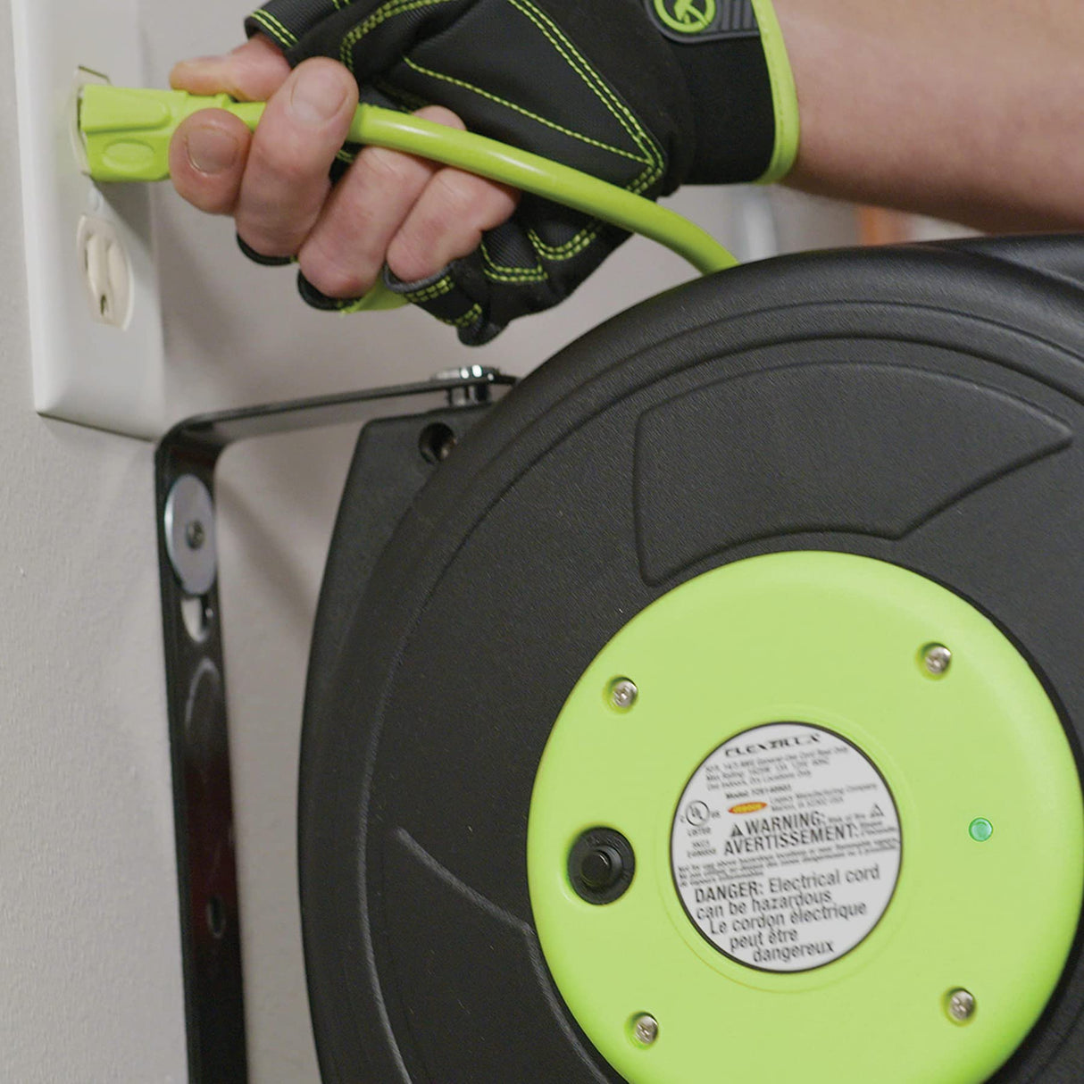 Flexzilla Retractable Extension, 14/3 AWG SJTOW, 50', Grounded Triple Tap Outlet Electric Cord Reel, ZillaGreen, FZ8140503 Flexzilla