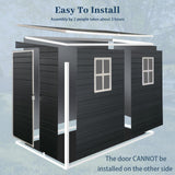 FammyLoft 4‘x8’ Lean to Shed, Resin Storage Sheds Outdoor with Floor Included, Plastic Sheds & Outdoor Storage Clearance with 2 Windows, Backyard Storage Sheds for Garden Tools, Bicycle FammyLoft