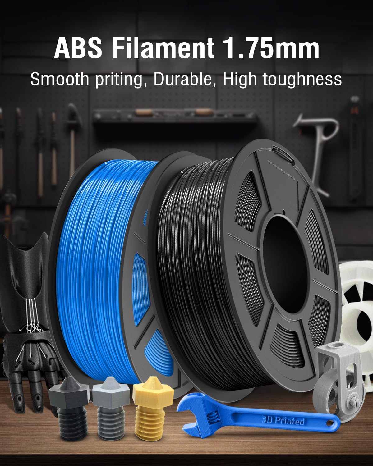 SUNLU ABS Filament 1.75mm 3D Printer Filament, Strong and Durable, Heat Resistance, Excellent Toughness, Individually Vacuum Packed, 1.8kg in Total, 0.9kg per Spool, Pack of 2, Orange+Purple - WoodArtSupply