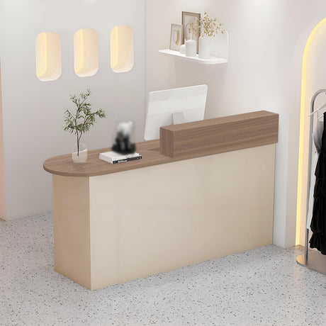 Reception Desk, Modern Front Desk with Lockable Drawer & Cabinet, Retail Counter Checkout Table, Computer Workstation for Lobby, Salon, Office OQTUHWM