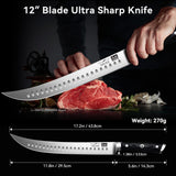 SHAN ZU 12" Carving Slicing Knife - Brisket Slicing Meat Knife Professional German 1.4116 Stainless Steel Razor Sharp Blade, Ergonomic Wood Handle & Full Tang Design, Gift Box Included SHAN ZU