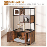 Cat Litter Box Furniture Enclosure 4 Levels Cat Tree Hidden Cabinet with Storage and Scratch,4 Tiers GUTINNEEN